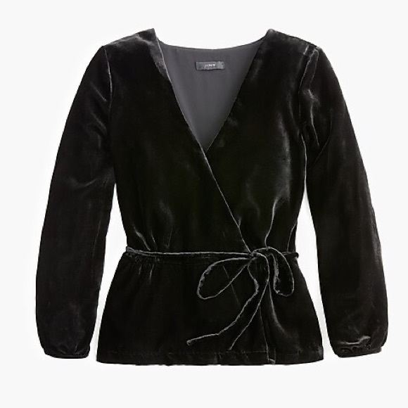 J. Crew Tops - NEW! J CREW Black Velvet Dream Wrap Blouse